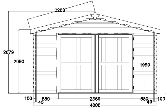 Plan façade Garage en bois Toulouse 20m²
